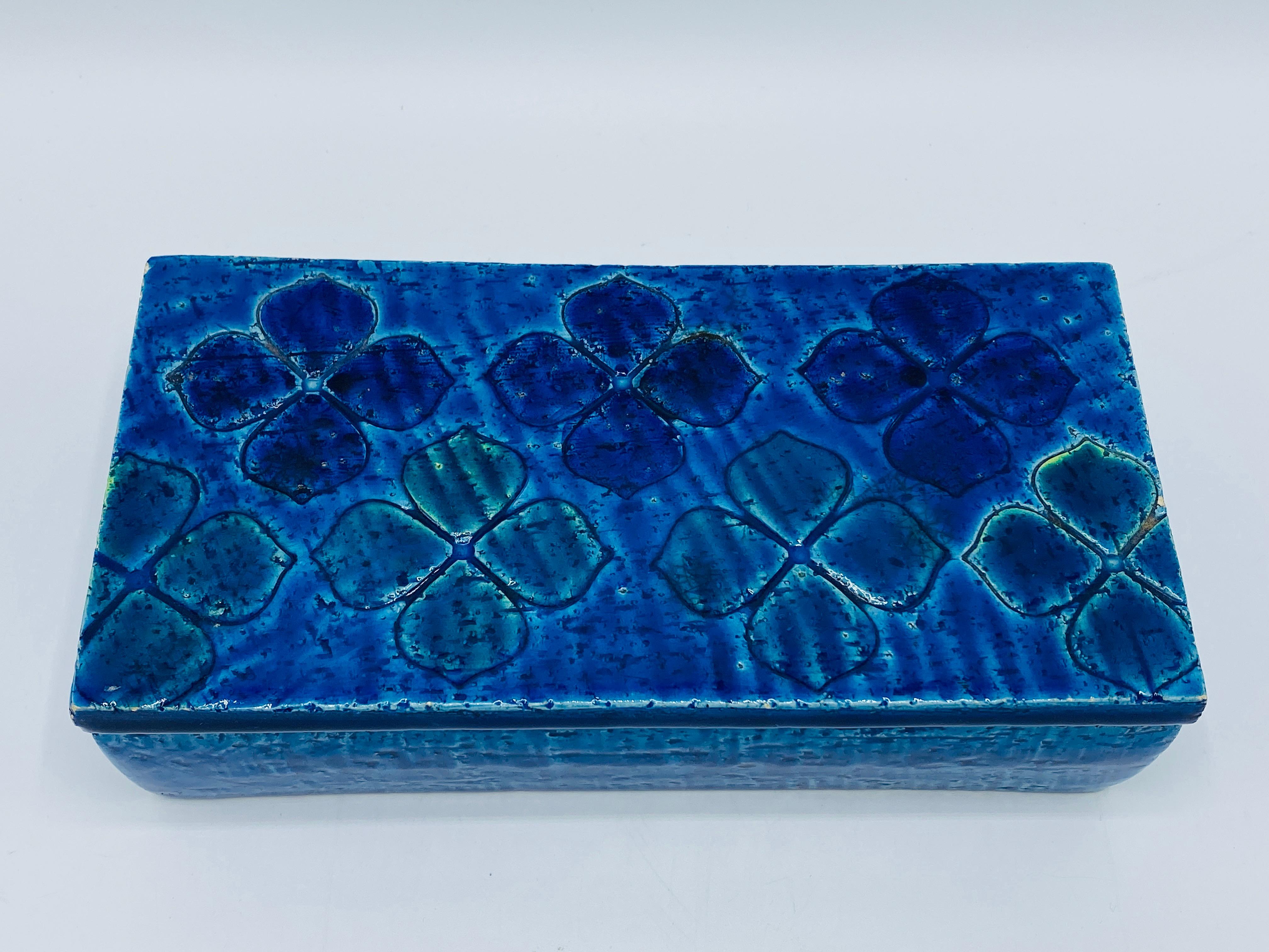 1960s Aldo Londi Bitossi 'Blue Rimini' Clover Box, #10/20 For Sale 1