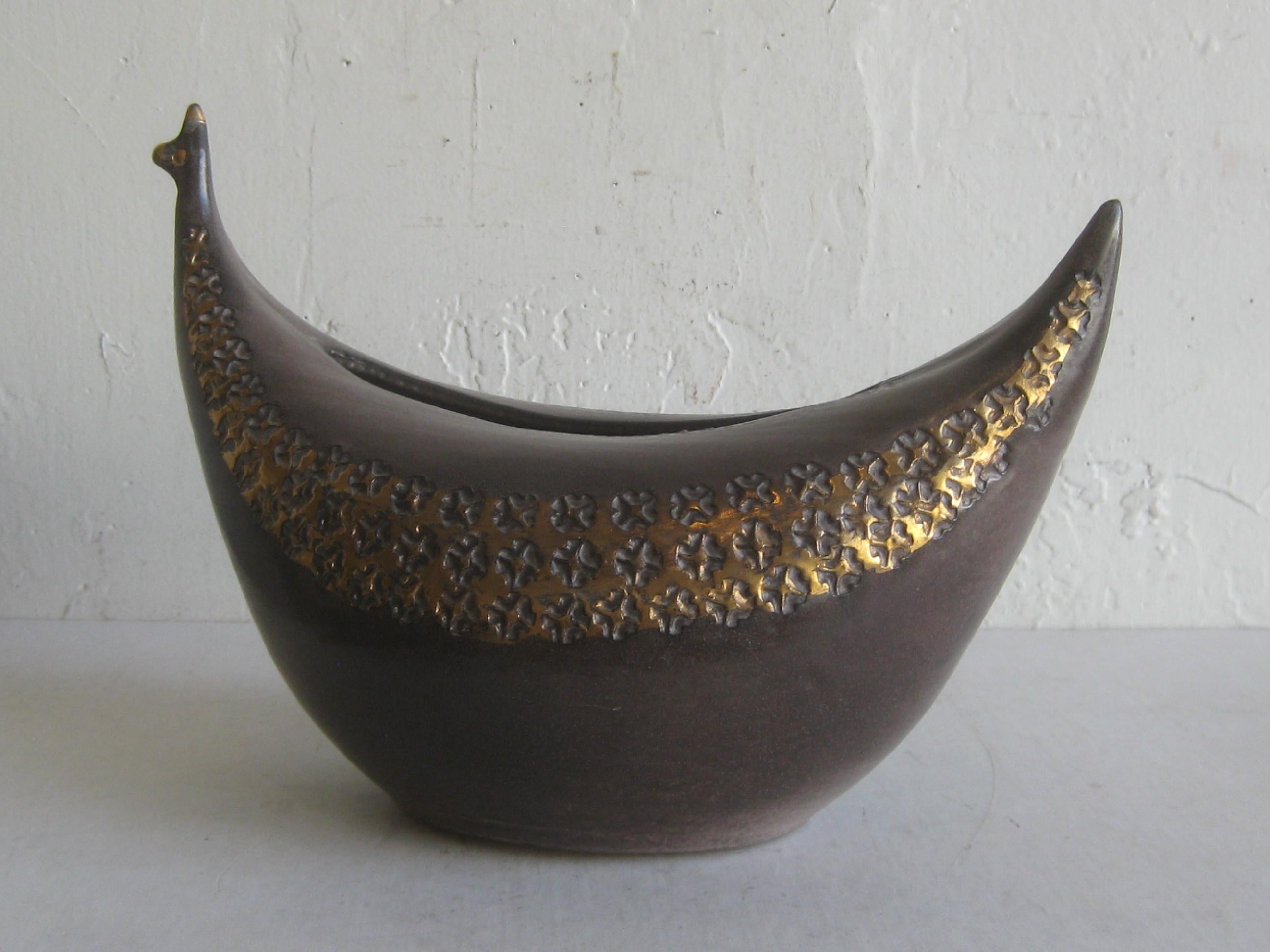 20th Century 1960's Aldo Londi Bitossi for Raymor Italy Abstract Ceramic Pottery Bird Vase