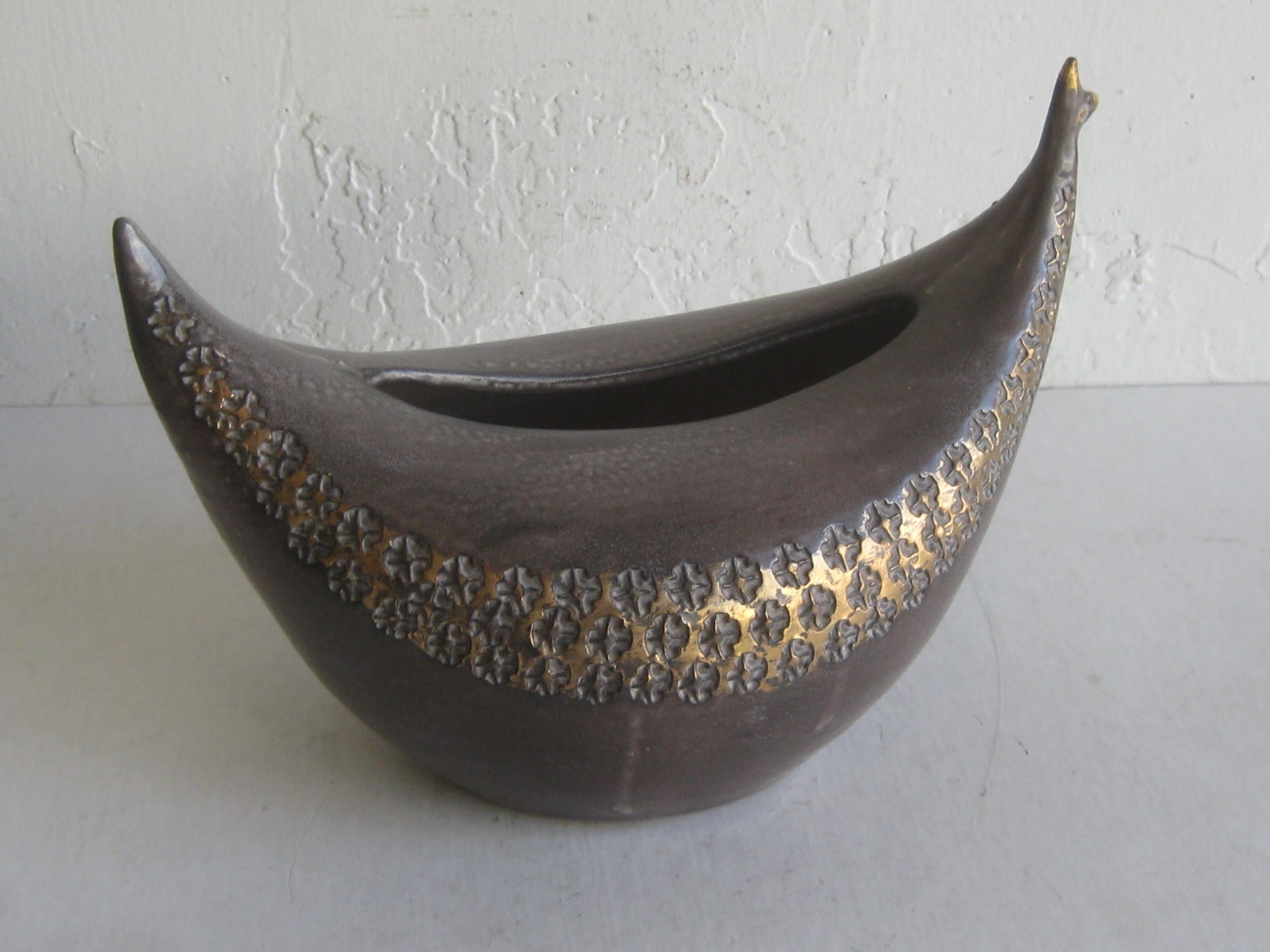 1960's Aldo Londi Bitossi for Raymor Italy Abstract Ceramic Pottery Bird Vase 2