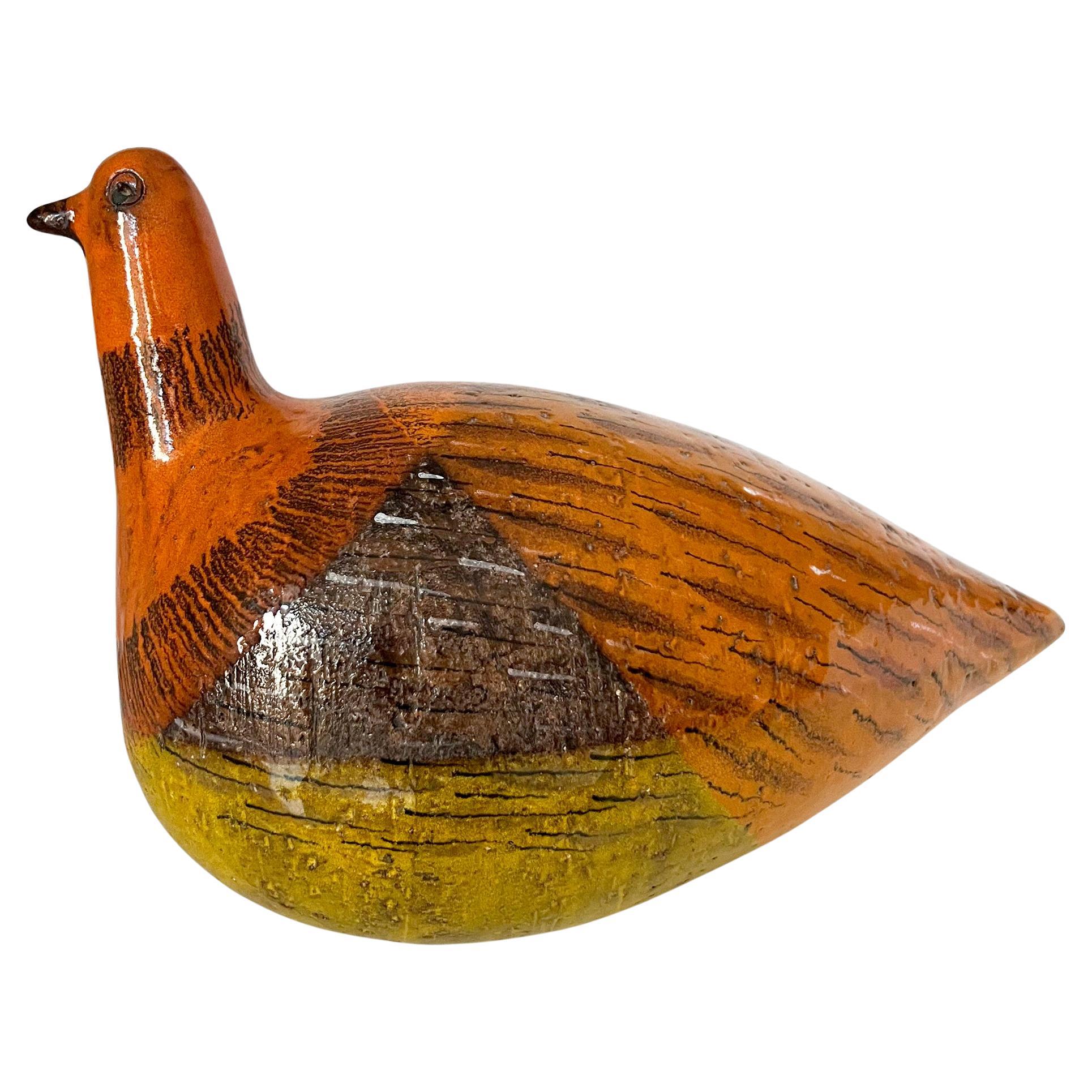 Italian modernist large scale bird ceramic sculpture created by Aldo Londi for Bitossi.  Bird measures 7.75