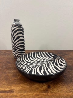 1960s Aldo Londi for Bitossi Italian Zebra Glaze Ceramic Smoking Set