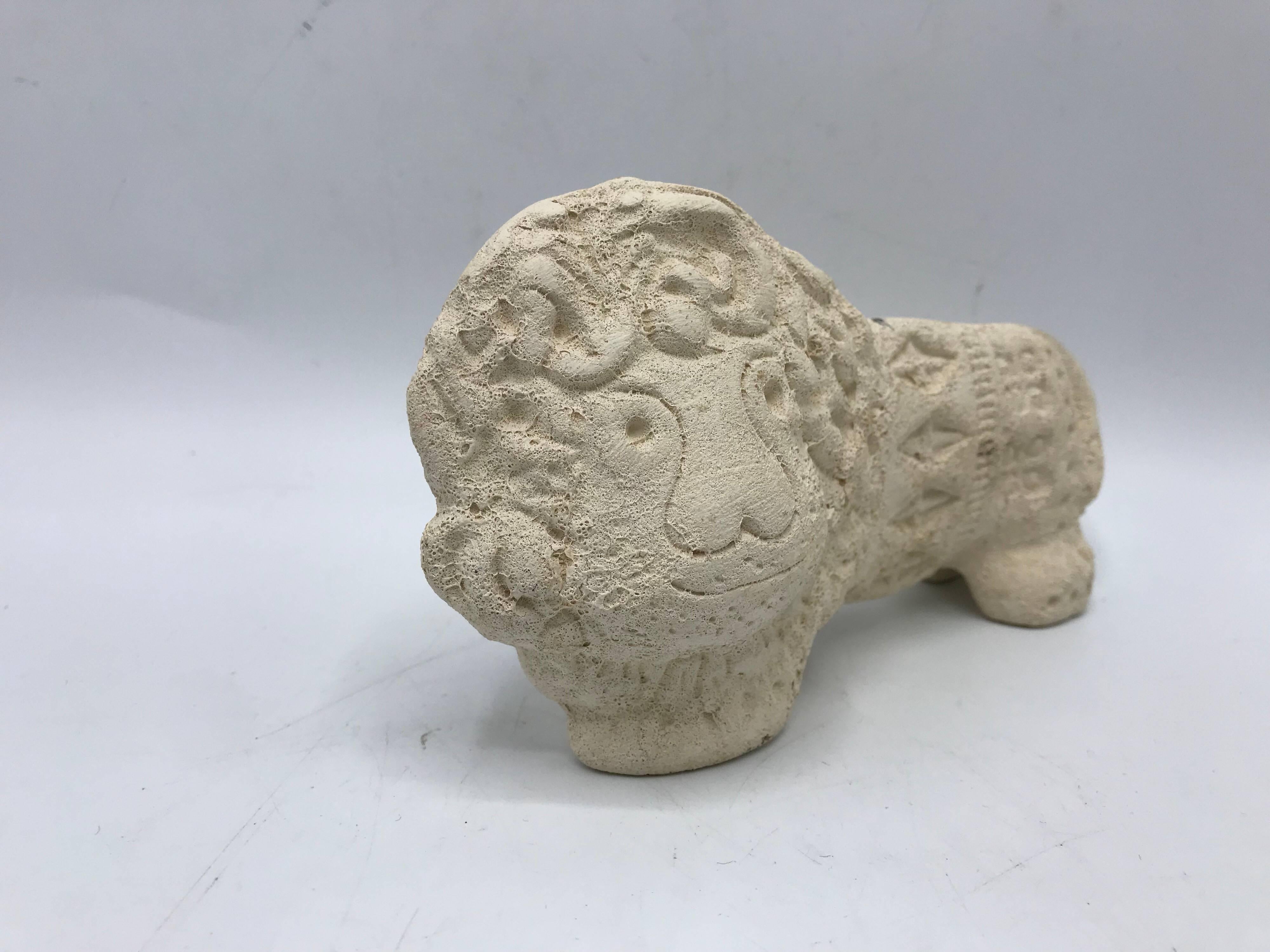 Listed is a stunning, 1960s Italian Aldo Londi for Bitossi white lion sculpture. Marked ‘Made in Italy’ and ‘Bitossi’ on underside, see last photo.