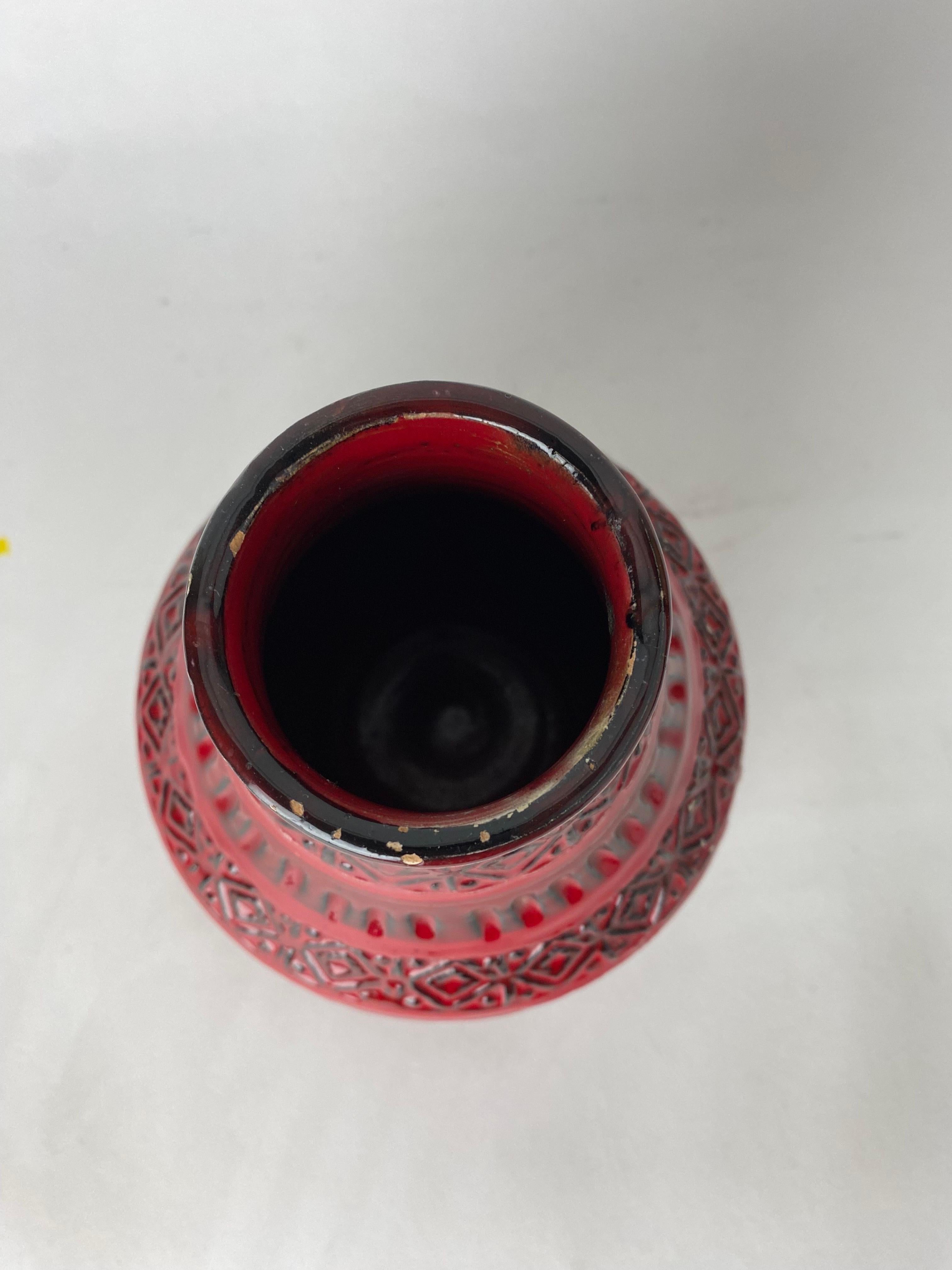 Rote Vase von Aldo Londi für Bitossi, hergestellt in Italien, 1960er Jahre (Italienisch) im Angebot