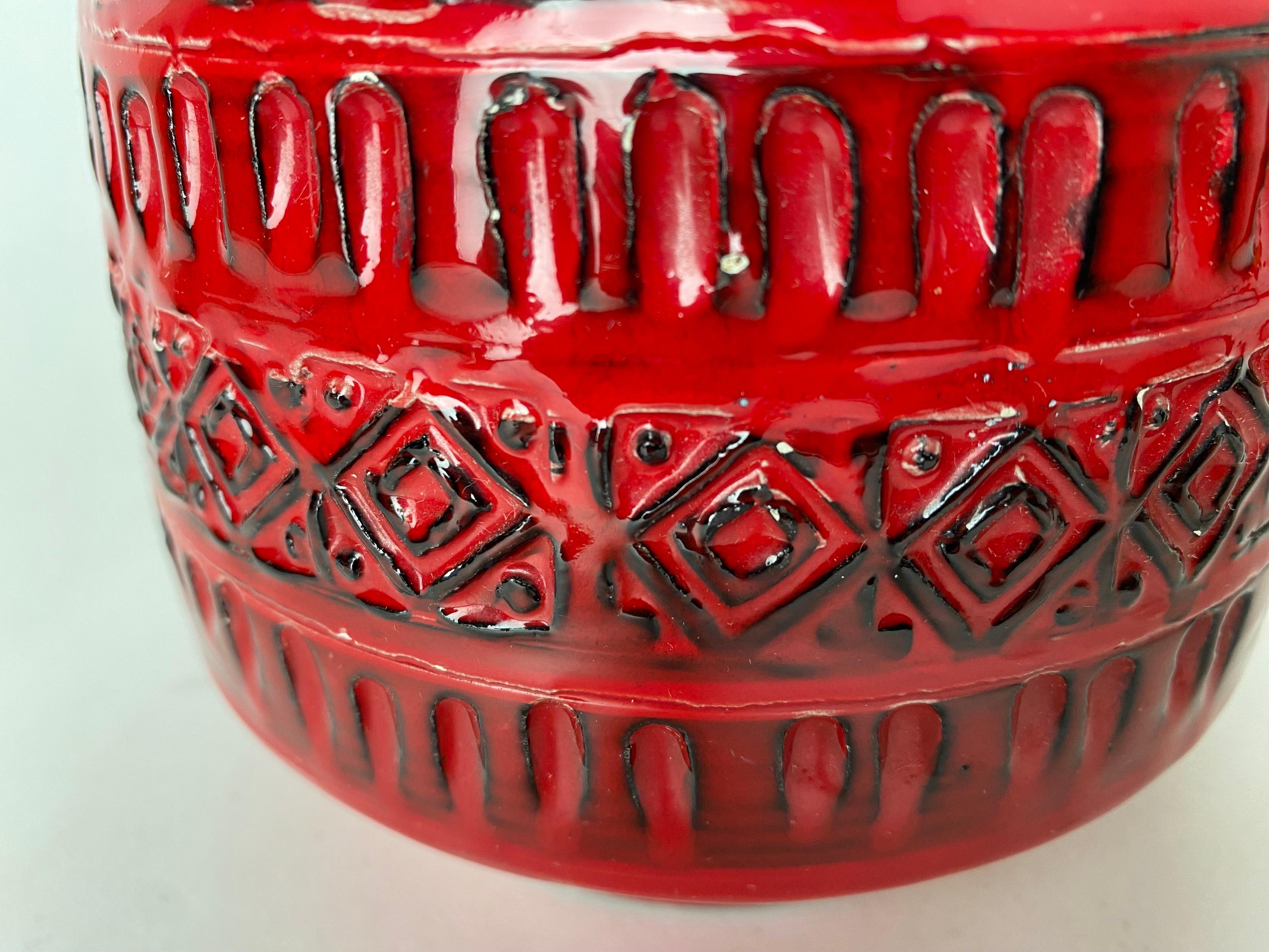 Rote Vase von Aldo Londi für Bitossi, hergestellt in Italien, 1960er Jahre im Angebot 1