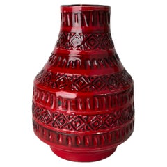 Retro 1960s Aldo Londi for Bitossi Red Vase Made in Italy