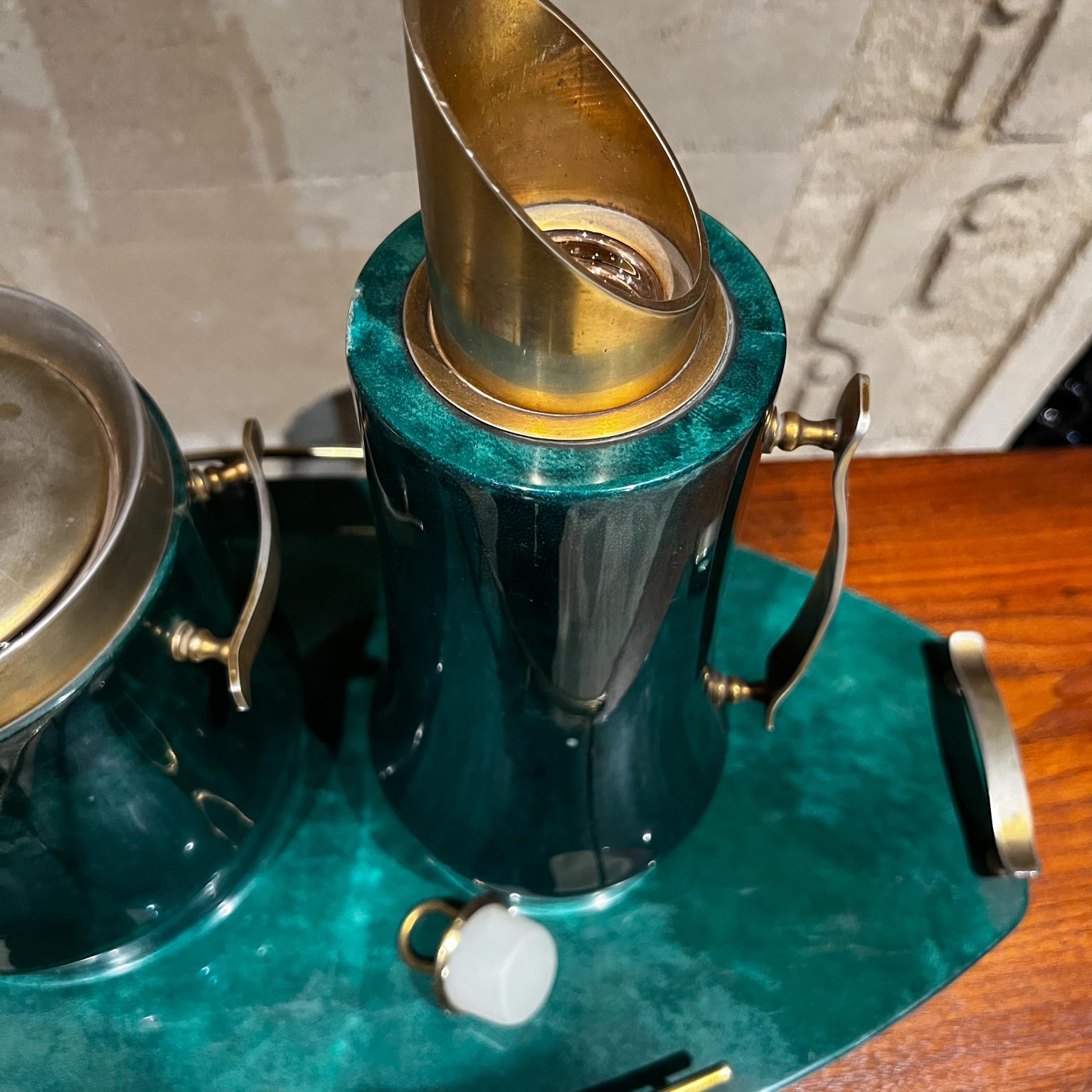 Milieu du XXe siècle 1960 Aldo Tura Goatkin Brass Barware Set Ice Bucket Carafe Tray Italy