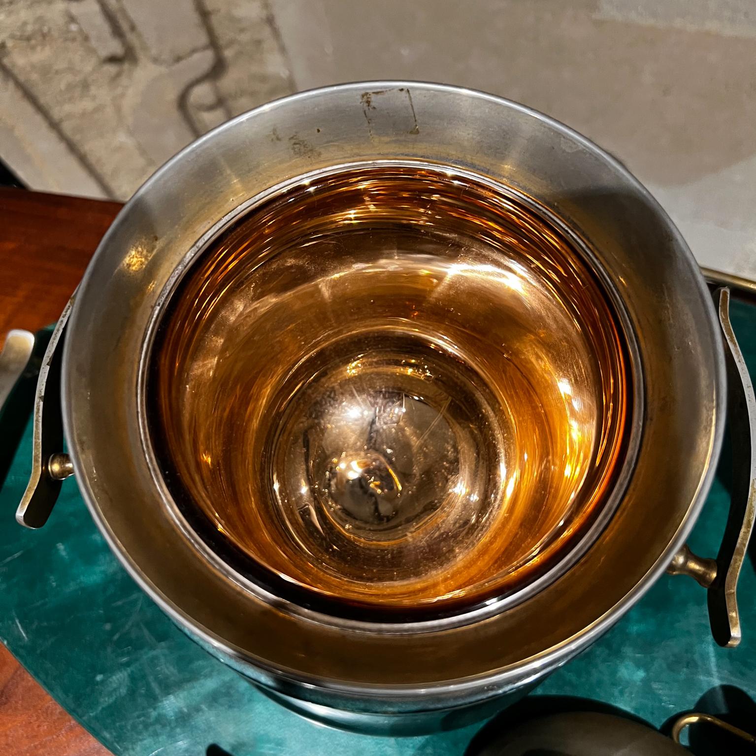 1960 Aldo Tura Goatkin Brass Barware Set Ice Bucket Carafe Tray Italy 1