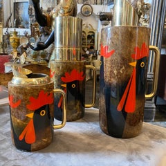 1960s Aldo Tura Mid-Century Modern Goatskin and Brass Cocktail Set