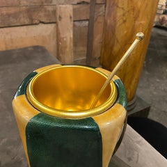 1960s Aldo Tura Mid-Century Modern Goatskin Wood and Brass Ice Bucket