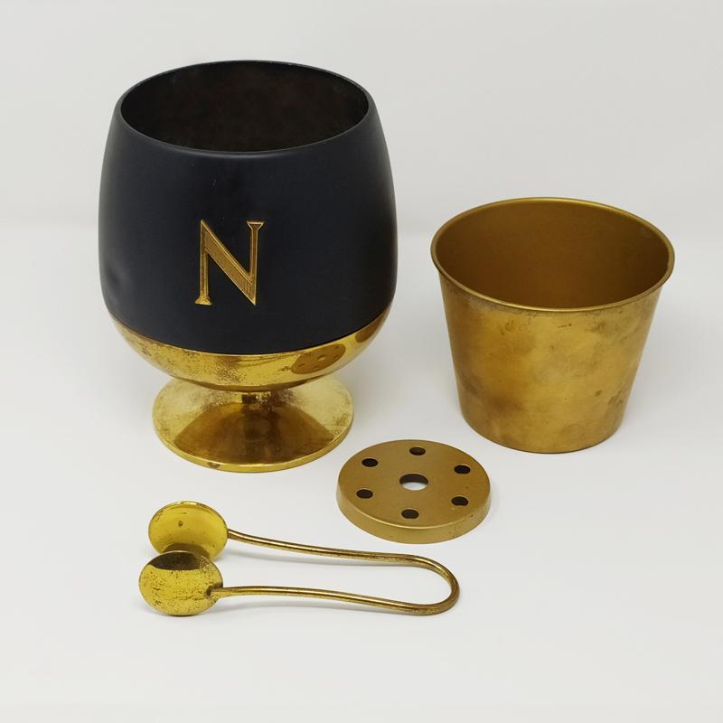 1960s, Aldo Tura Modern Italian Brass Cocktail Set for Napoleon Cognac For Sale 6