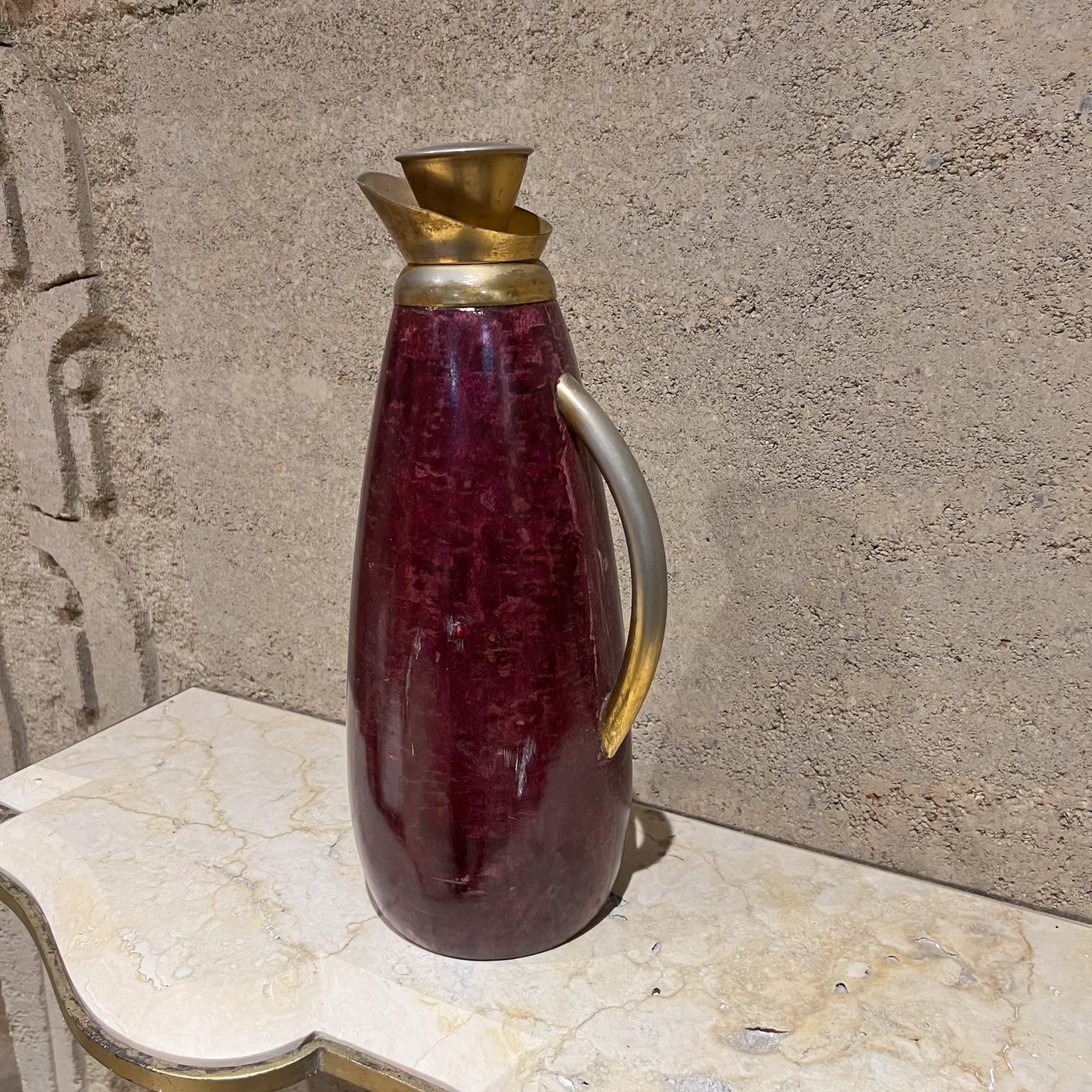 1960s Aldo Tura Purple Pitcher Goatskin and Brass Italy In Good Condition For Sale In Chula Vista, CA