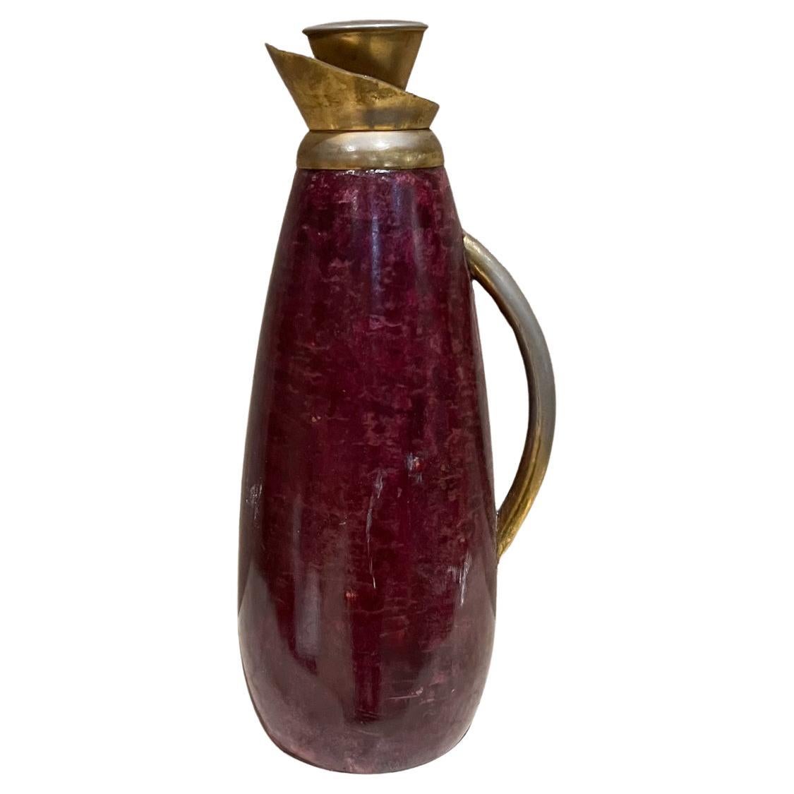 1960s Aldo Tura Purple Pitcher Goatskin and Brass Italy For Sale