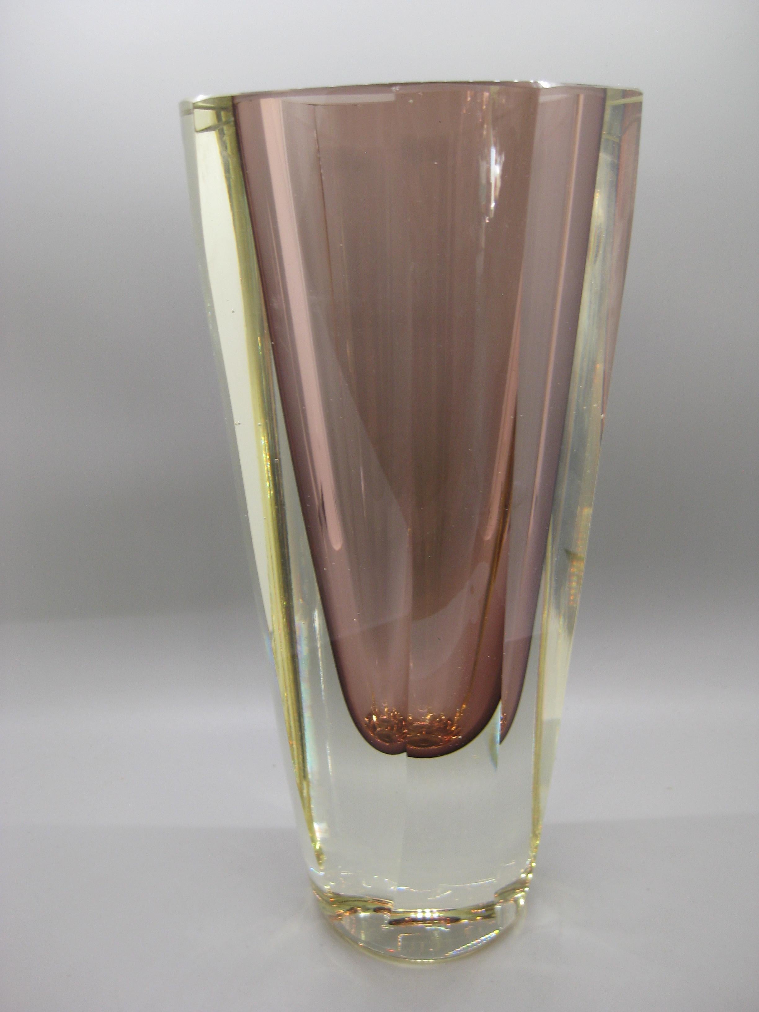 1960 Alessandro Mandruzzato Jarrón facetado veneciano de Murano Glass Sommerso 10 en Bueno estado para la venta en San Diego, CA