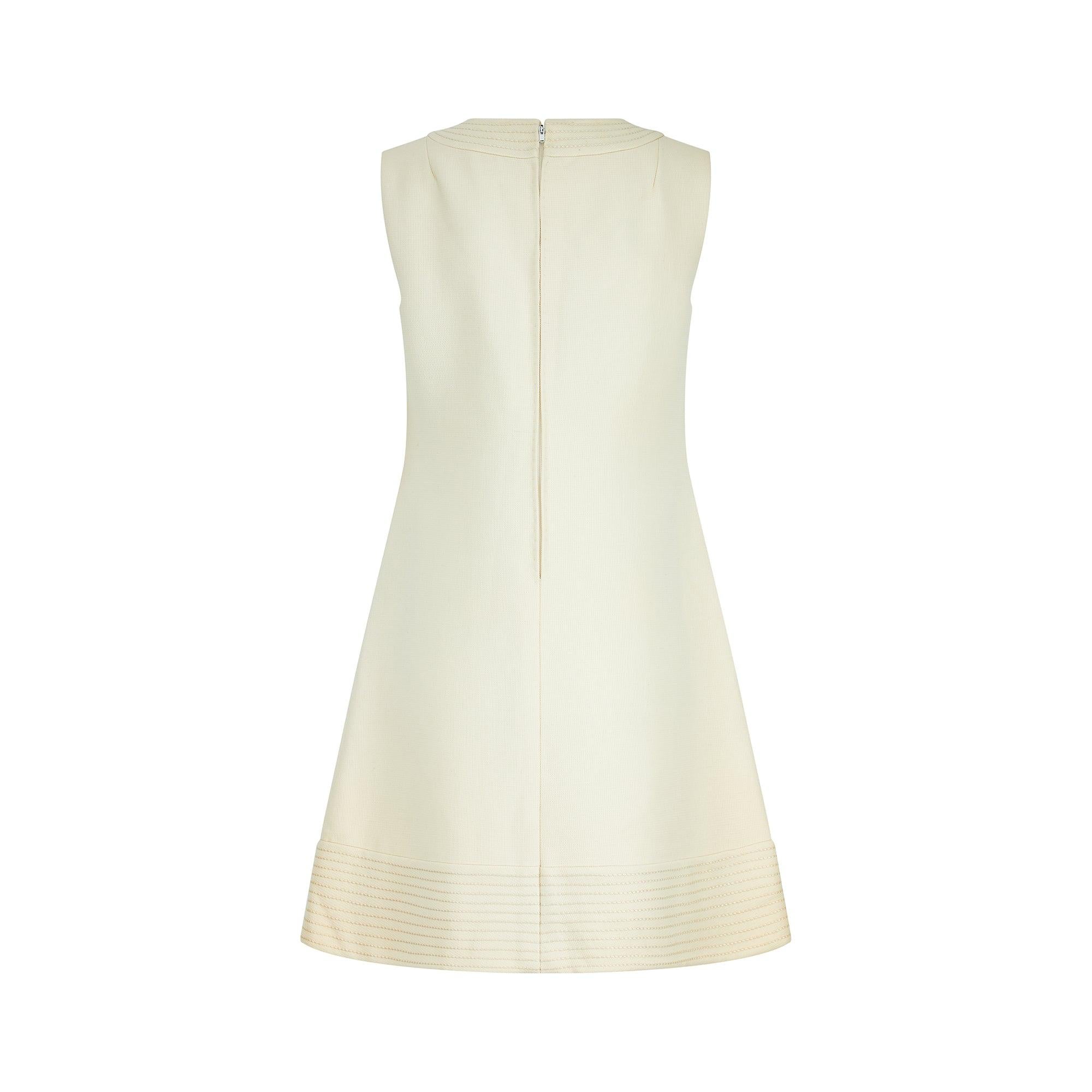 1960s Alice Boiget Cream Wool Mod Dress In Excellent Condition For Sale In London, GB