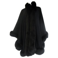 1960s Alixandre Black Fox Fur Cape 