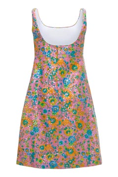 1960s All Over Floral Sequinned Dress by Royalton