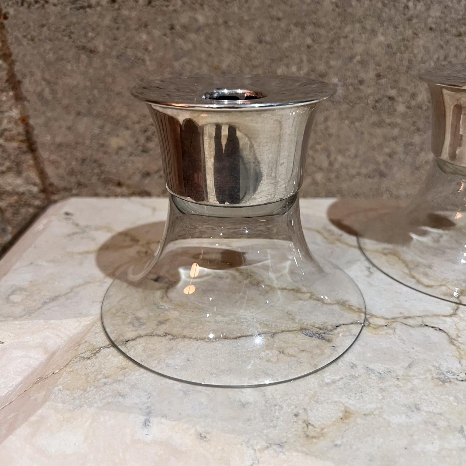 1960s Allan Adler Sterling Silver Glass Candlestick Holder Set (4) For Sale 5