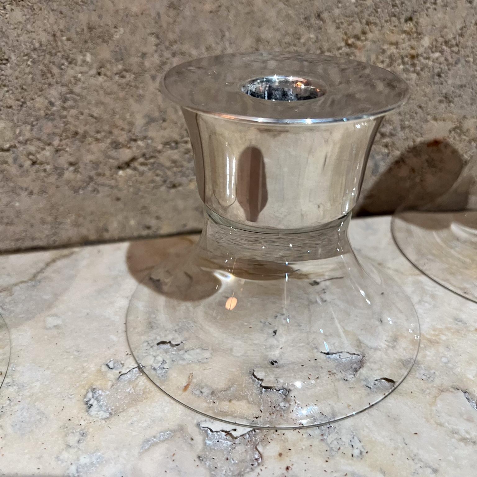 1960s Allan Adler Sterling Silver Glass Candlestick Holder Set (4) For Sale 7