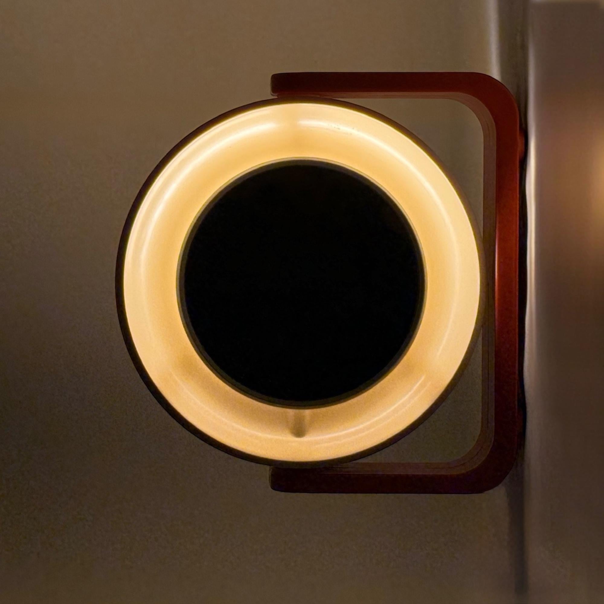 1960s Allibert Space Age Illuminated Mirror with Orange Plastic Base in vendita 8