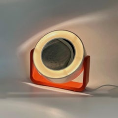 1960s Allibert Space Age Illuminated Mirror with Orange Plastic Base