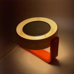 1960s Allibert Space Age Illuminated Mirror with Orange Plastic Base