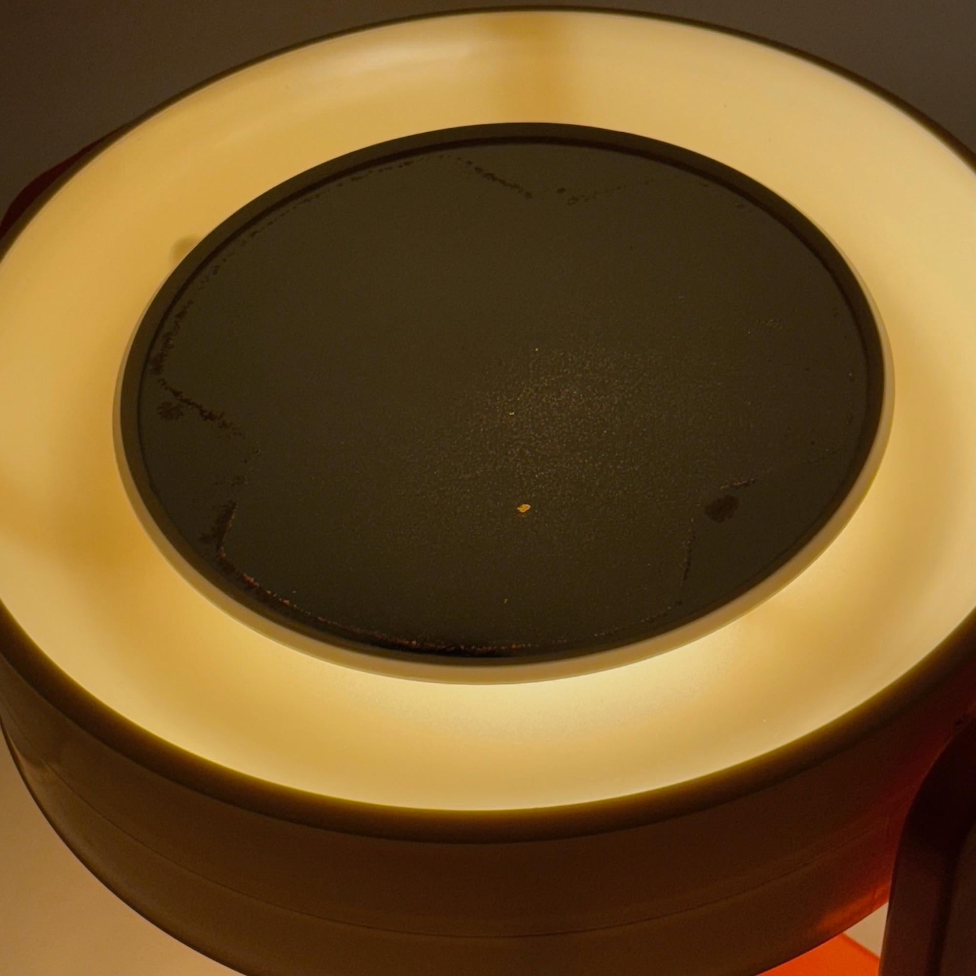 Tedesco 1960s Allibert Space Age Illuminated Mirror with Orange Plastic Base in vendita