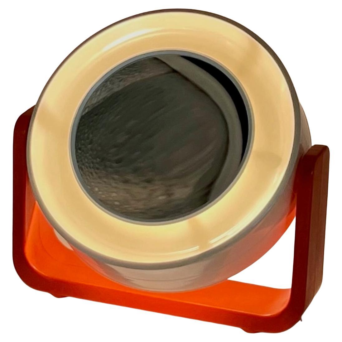 1960s Allibert Space AGE Miroir illuminé avec base en plastique orange