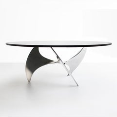 1960s Aluminium and Glass Coffee ‘Propeller’ Table by Knut Hesterberg
