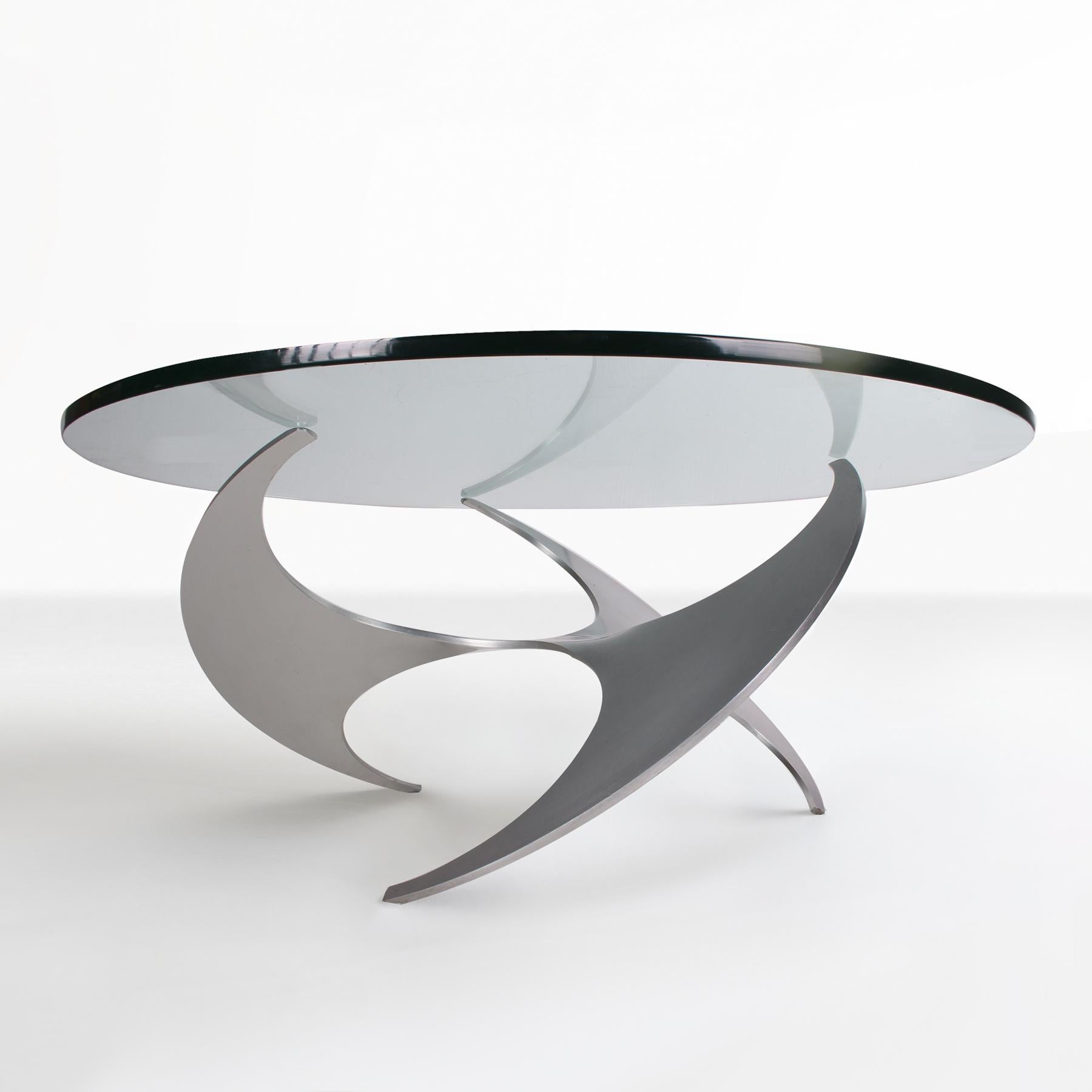 Mid-Century Modern Table Propeller table basse en aluminium et verre de Knut Hesterberg des années 1960 en vente