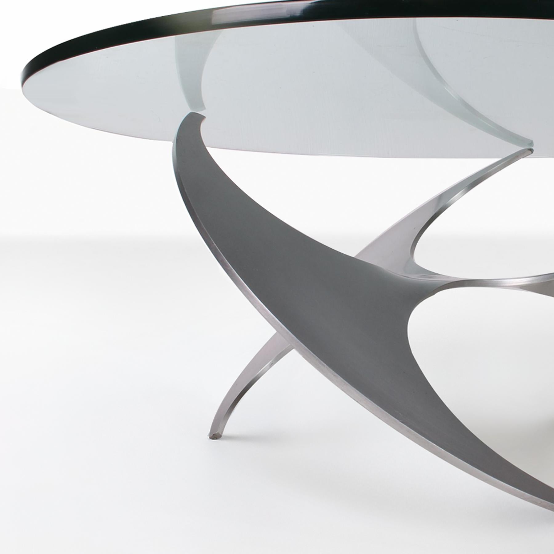 German 1960s Aluminium and Glass Coffee ‘Propeller’ Table by Knut Hesterberg 