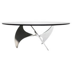 1960s Aluminium and Glass Coffee Propeller Table by Knut Hesterberg
