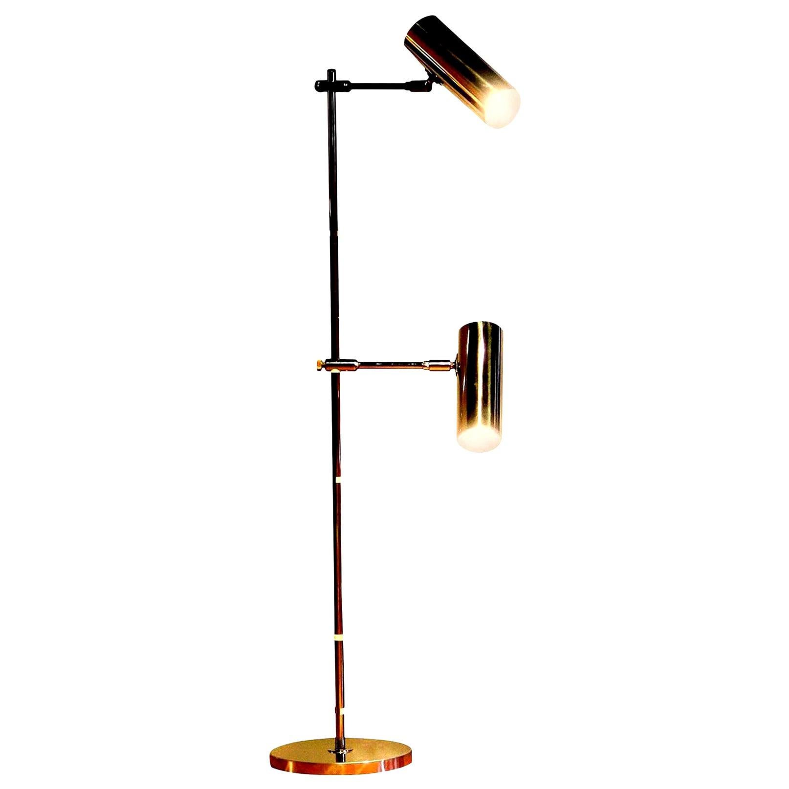 1960s, Aluminum and Chrome "Scan-Light" Floor Lamp by Bergboms, Sweden