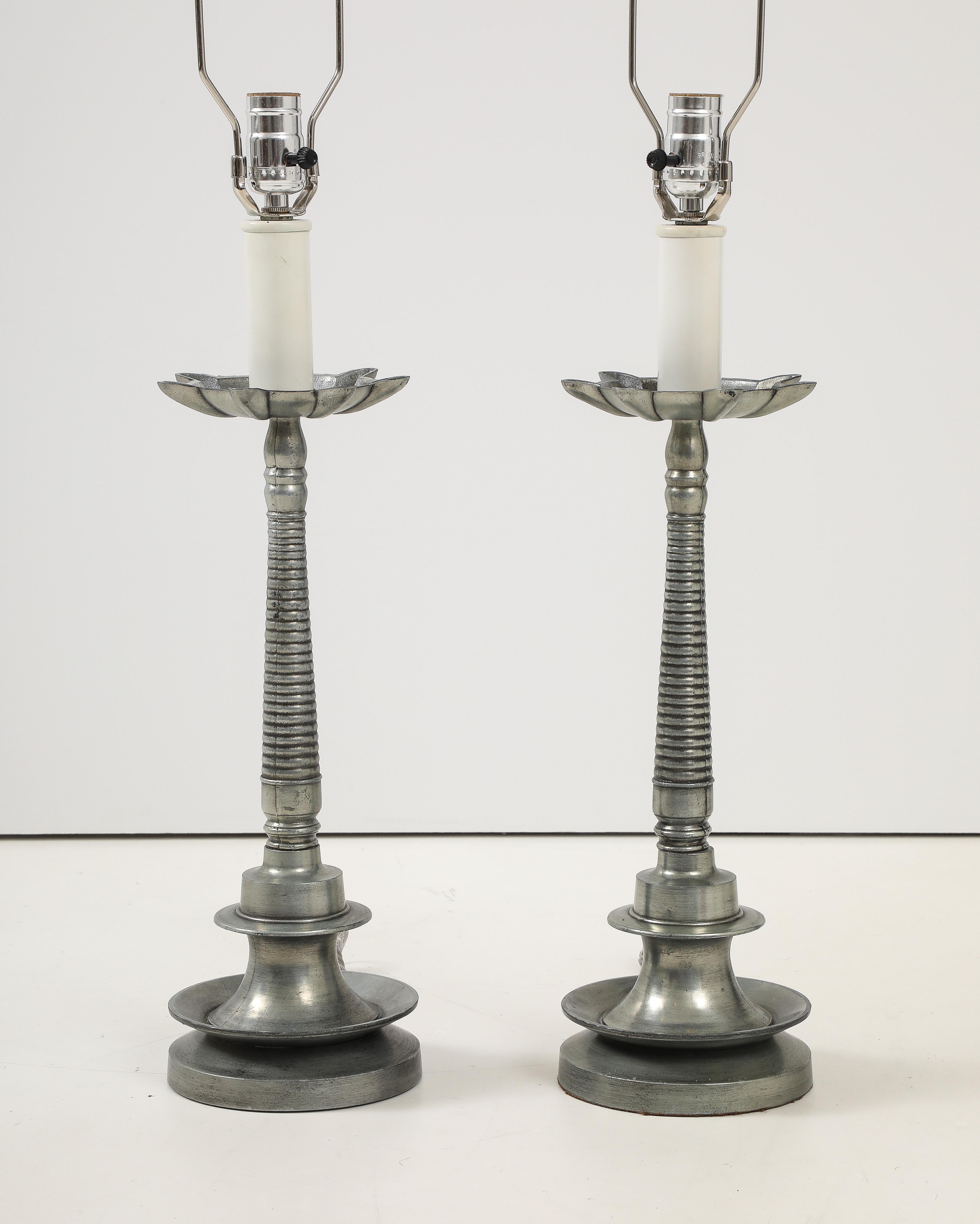 Mid-Century Modern 1960's Aluminum French Table Lamps For Sale