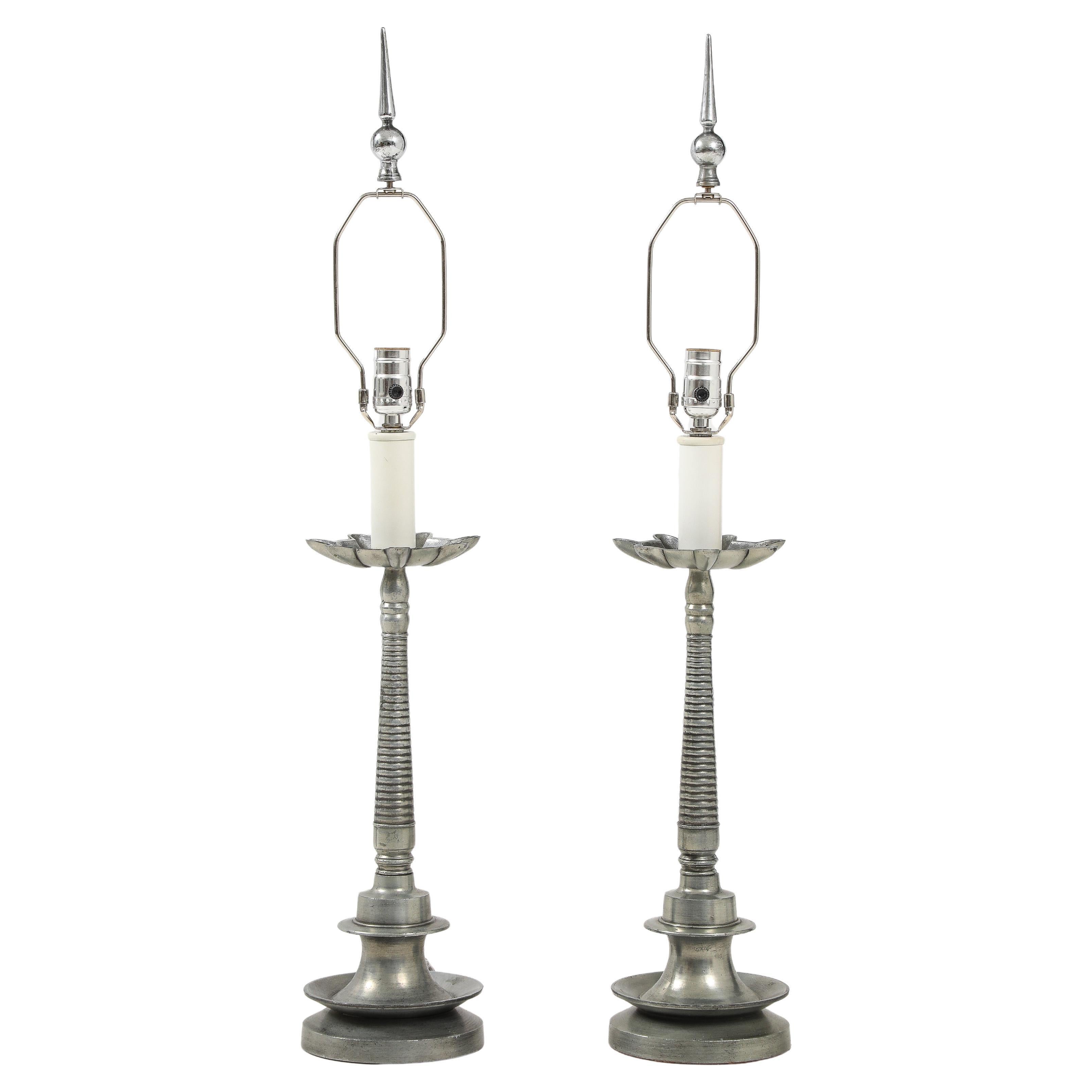 1960's Aluminium Französisch Tischlampen