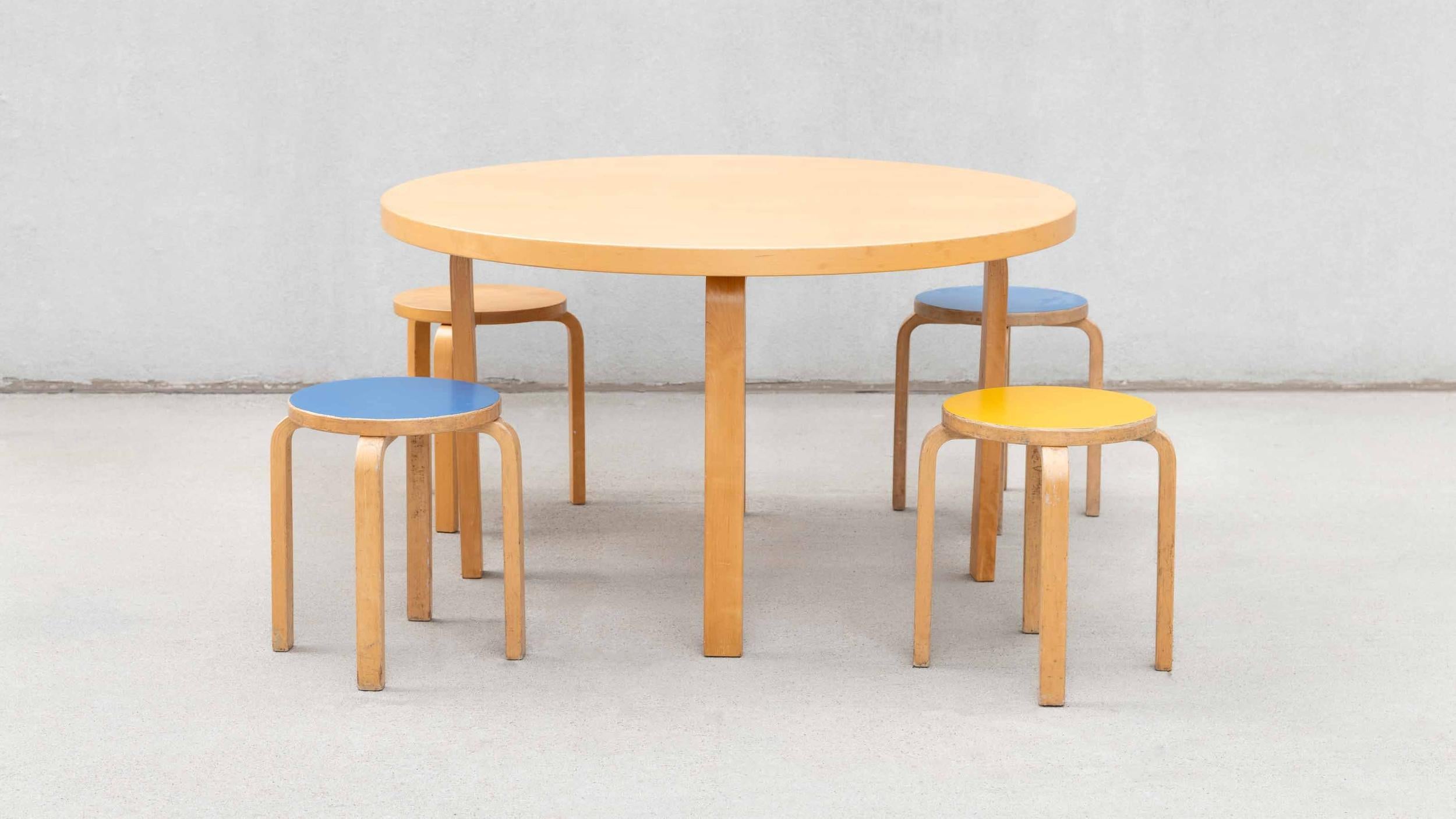 Mid-Century Modern 1960s Alvar Aalto Vintage Table 91 in Natural Birch Imported by Icf For Sale