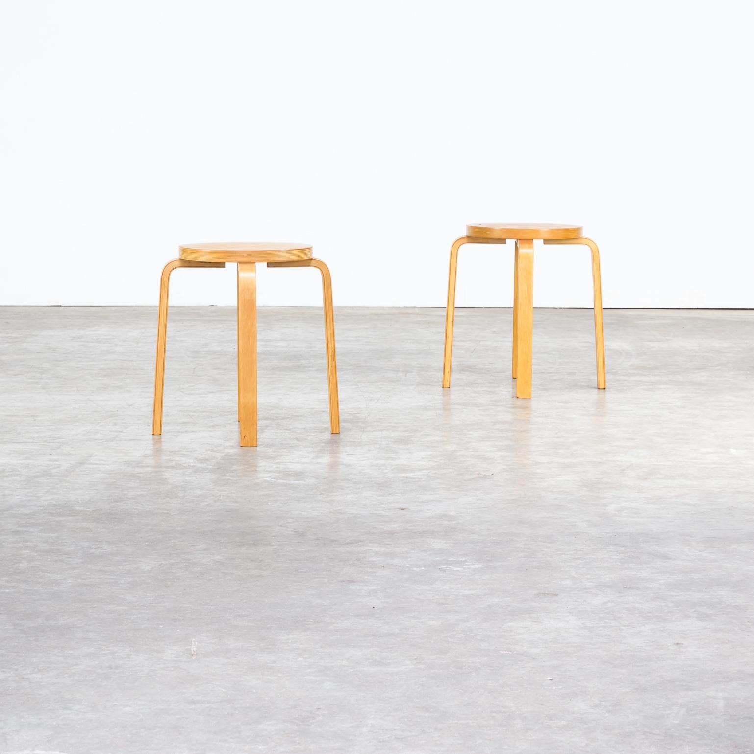 1960s Alvar Aatlo ‘E60’ plywood stool for Artek, set of 2. Late edition Alvar Aalto, beautiful brown legs.