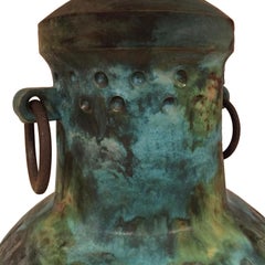 1960s Alvino Bagni Raymor Ceramic Jar Lamp in Blue Green Glaze