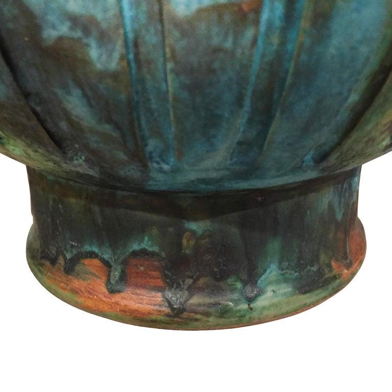 1960s Alvino Bagni Raymor Ceramic Jar Lamp in Blue Green Glaze In Good Condition For Sale In Stamford, CT