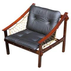 1960s Amazonas Lounge Chair by Jean Gillon for Wood Art in black leather