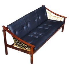 1960s Amazonas Sofa by Jean Gillon for Wood Art in rosewood and black leather