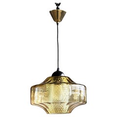 1960's Amber Glass Pendant Light - attributed to Carl Fagerlund for Orrefors