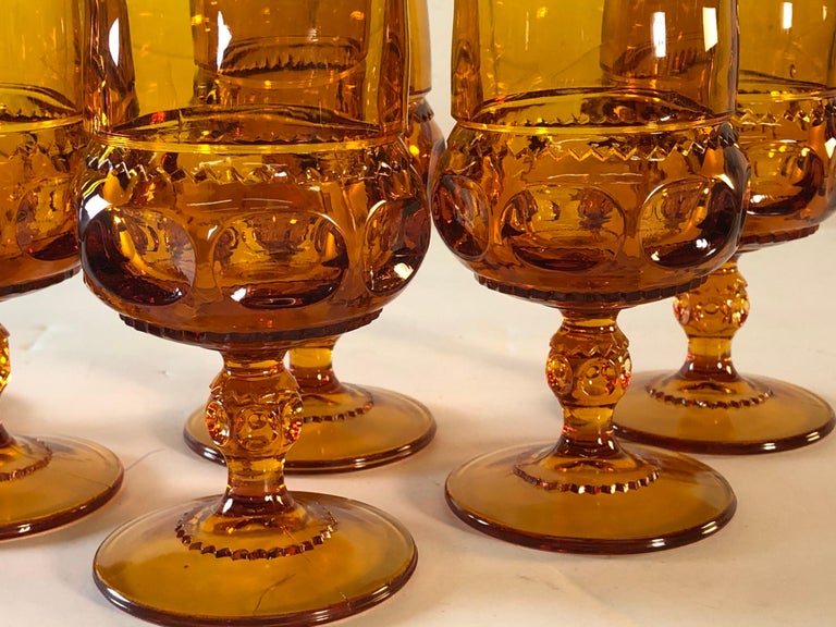 1960s Amber King’s Crown Glass Goblets, Set of 6 at 1stDibs