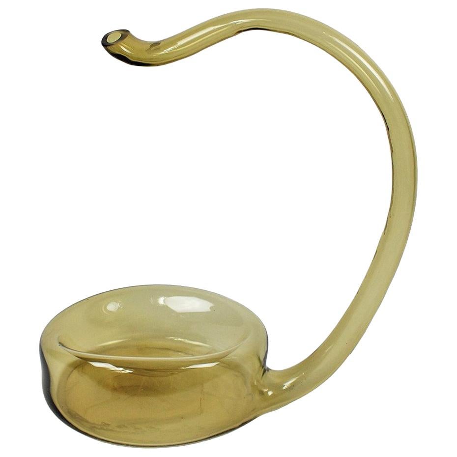 A large Italian hand blown amber Murano glass sculptural vase in the form of a cobra.