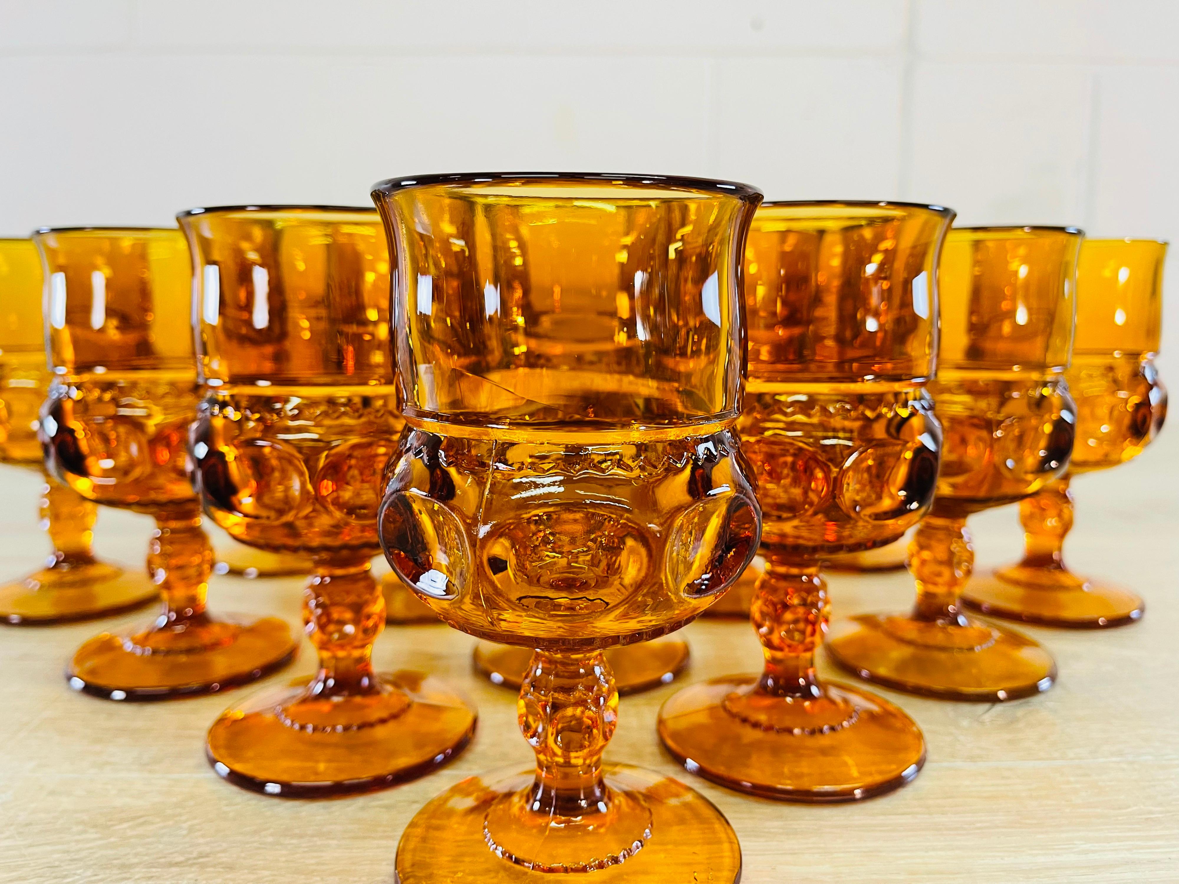 amber thumbprint glassware