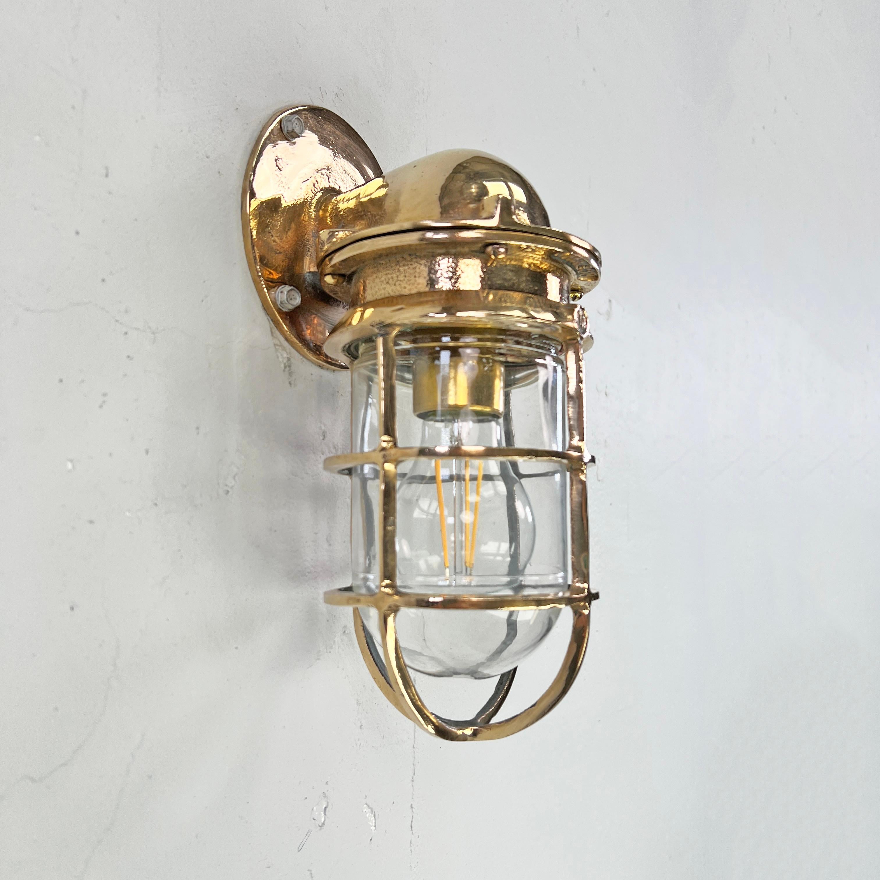 1960's American Cast Bronze & Glass Wall Sconce with Cage by Oceanic UL For Sale 5