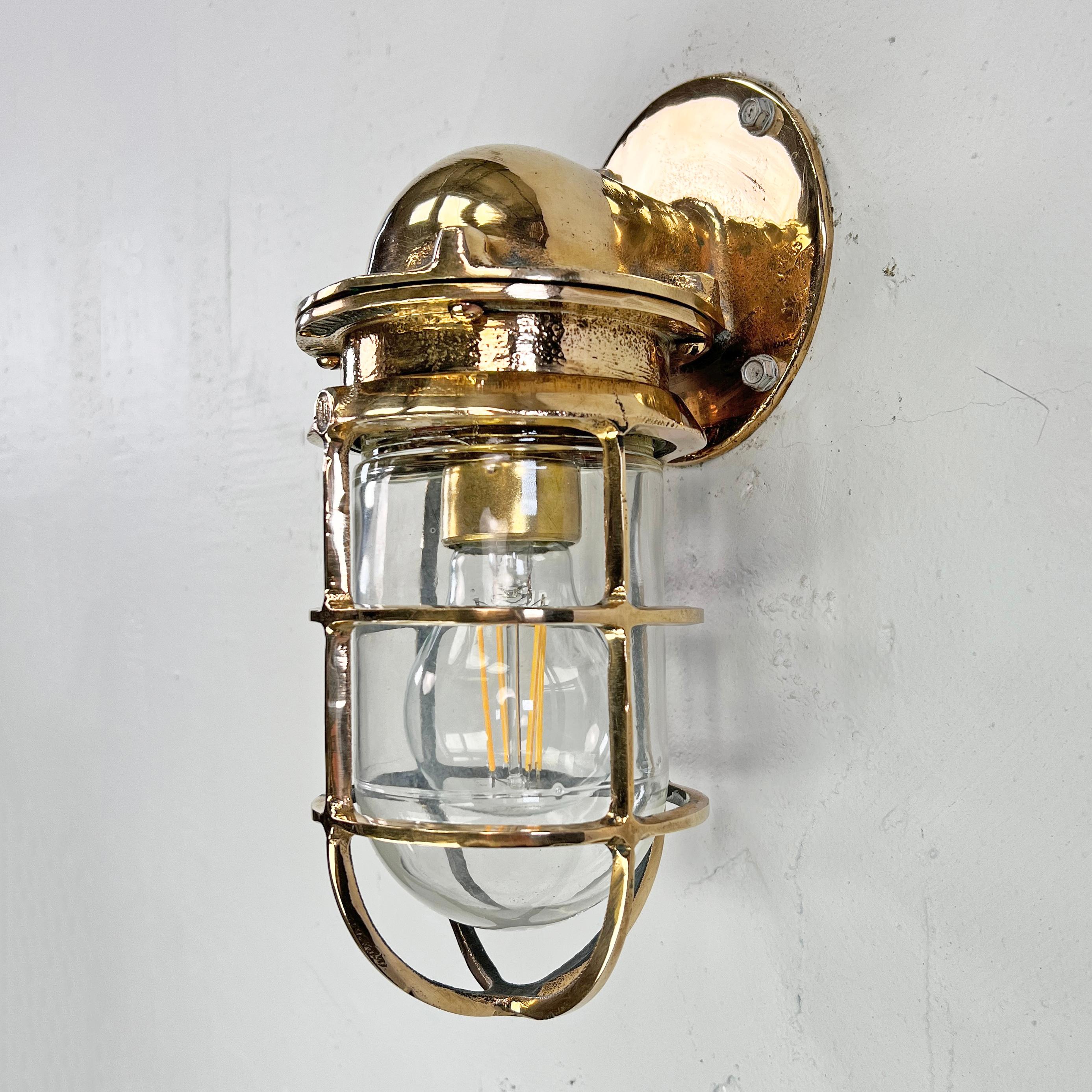 1960's American Cast Bronze & Glass Wall Sconce with Cage by Oceanic UL For Sale 6