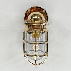 Applique americana degli anni '60 in bronzo fuso e vetro con gabbia di Oceanic UL