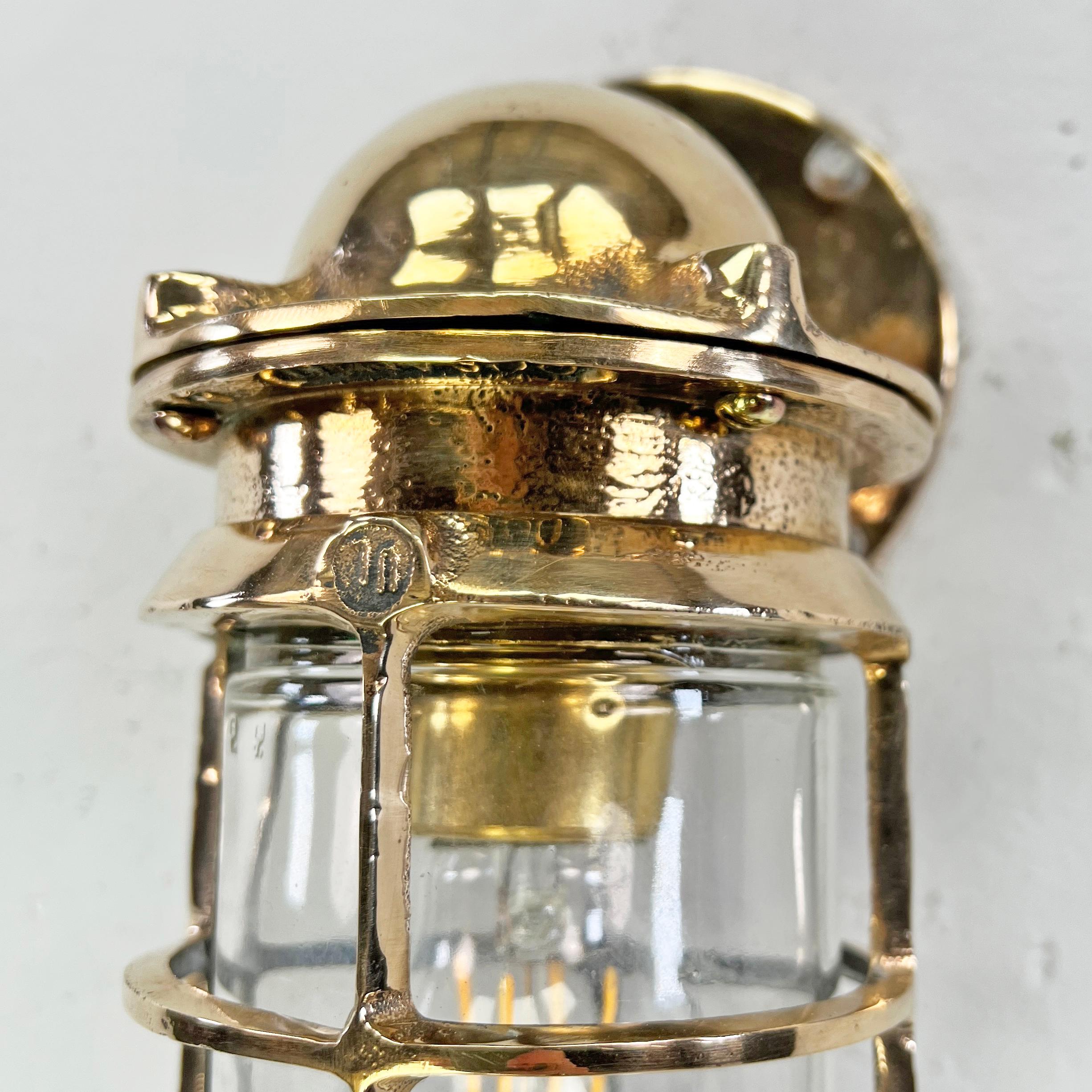 Mid-20th Century 1960's American Cast Bronze & Glass Wall Sconce with Cage by Oceanic UL For Sale