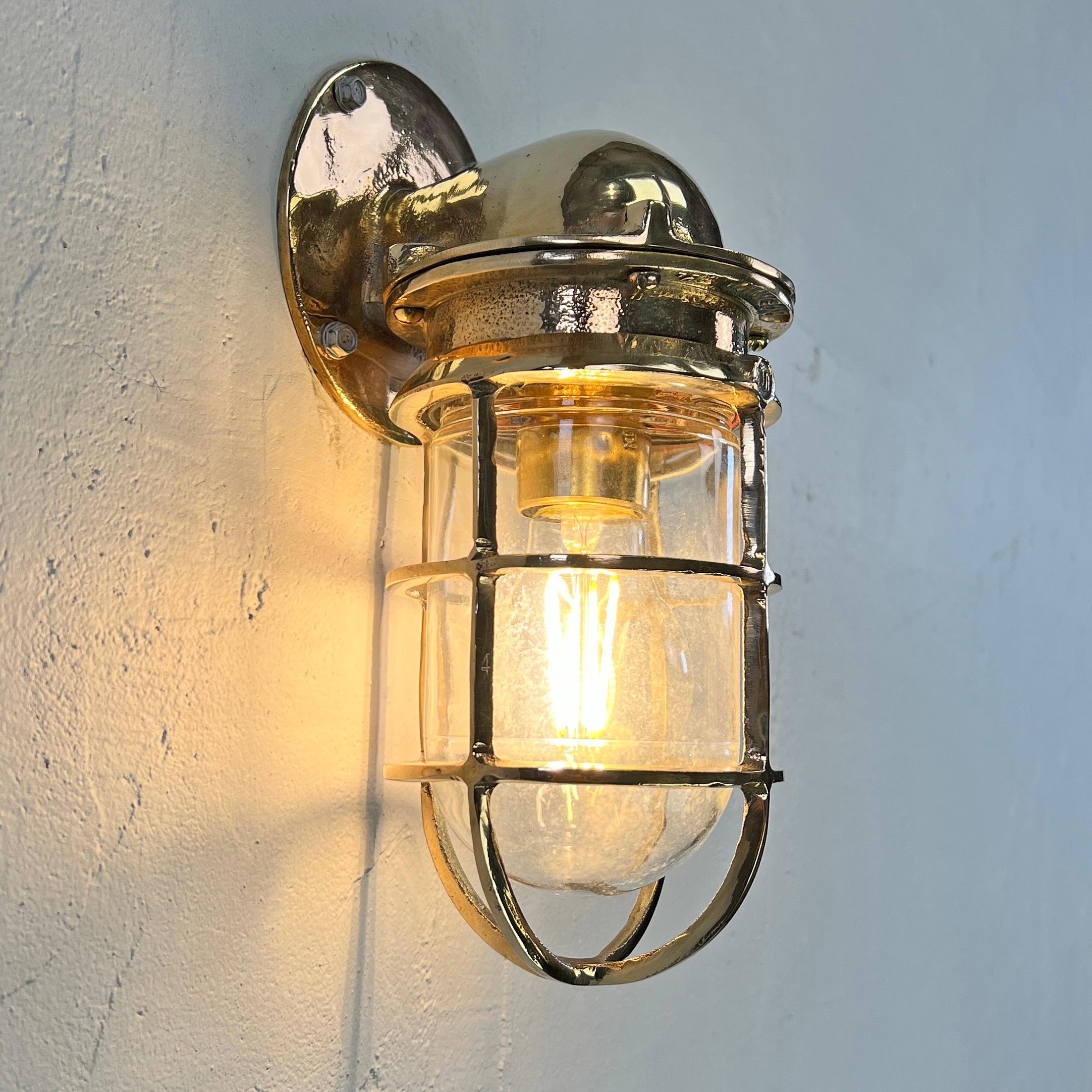 1960's American Cast Bronze & Glass Wall Sconce with Cage by Oceanic UL For Sale 3