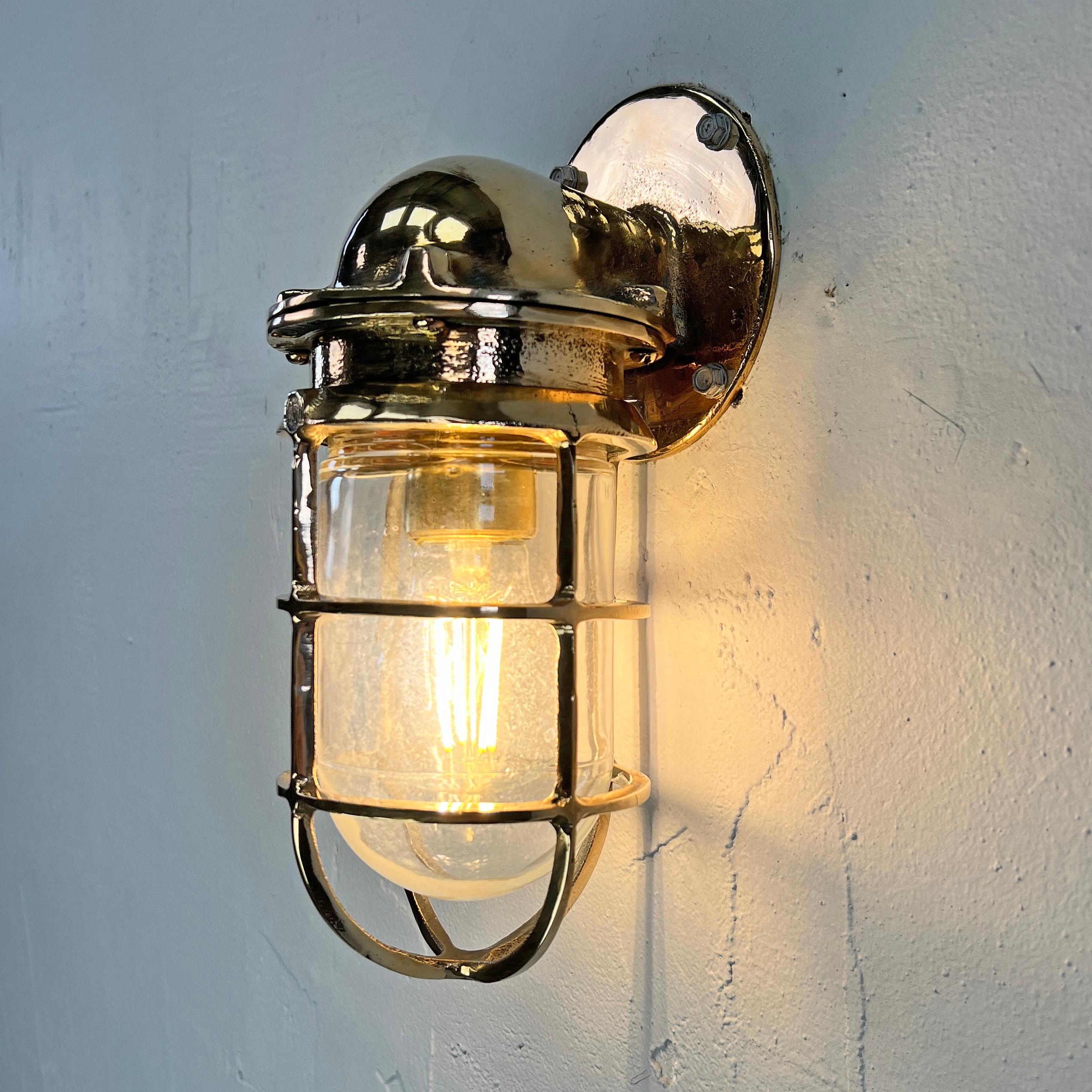 1960's American Cast Bronze & Glass Wall Sconce with Cage by Oceanic UL For Sale 4
